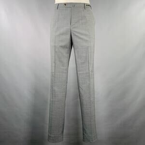 PT01 Size 36 Grey Heather Polyester Blend Flat Front Dress Pants